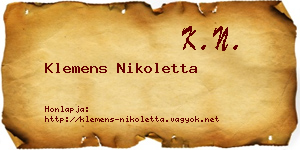 Klemens Nikoletta névjegykártya
